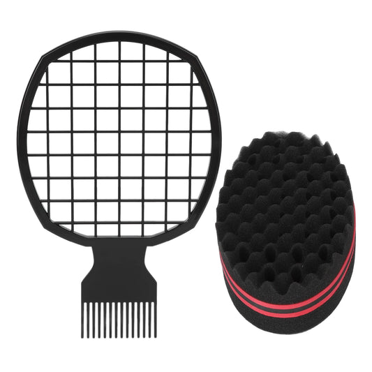 Hair Curling Sponge Brush and Twist Comb Set for Dreadlocks and Styling