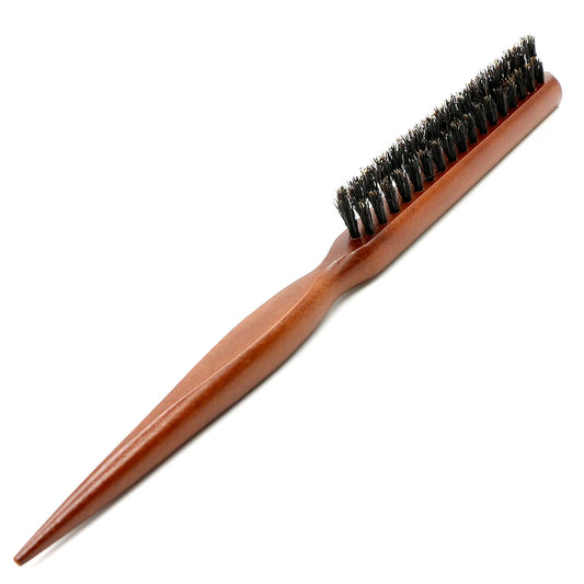 Natural Boar Bristle Hair Brush with Wooden Handle - Anti-Static Barber Comb for Scalp Massage and Hair Styling