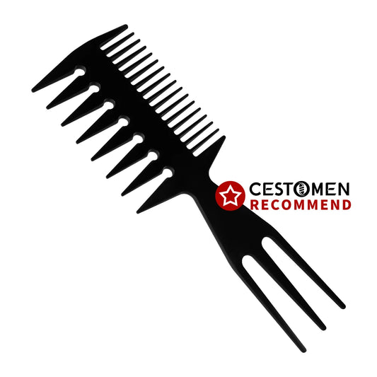 Men's Retro Wide Tooth Comb for Slicked Back Hairstyles - Detangling Hair Brush and Curly Comb for Barbers and Hairdressers