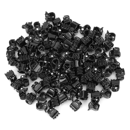 Black Plastic Mini Hair Clips - 100 Pack Small Claw Hair Accessories and Clothing Clips